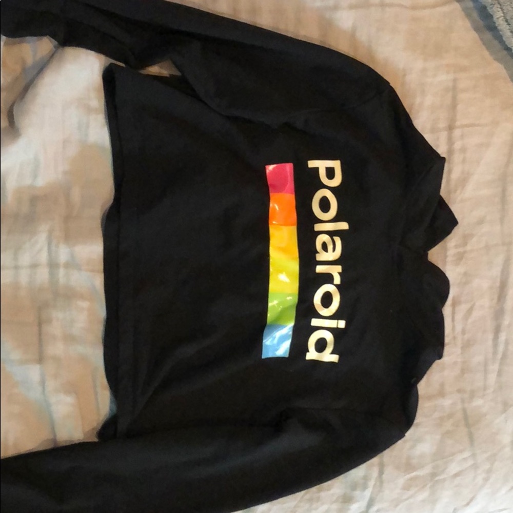 black polaroid cropped hoodie:)